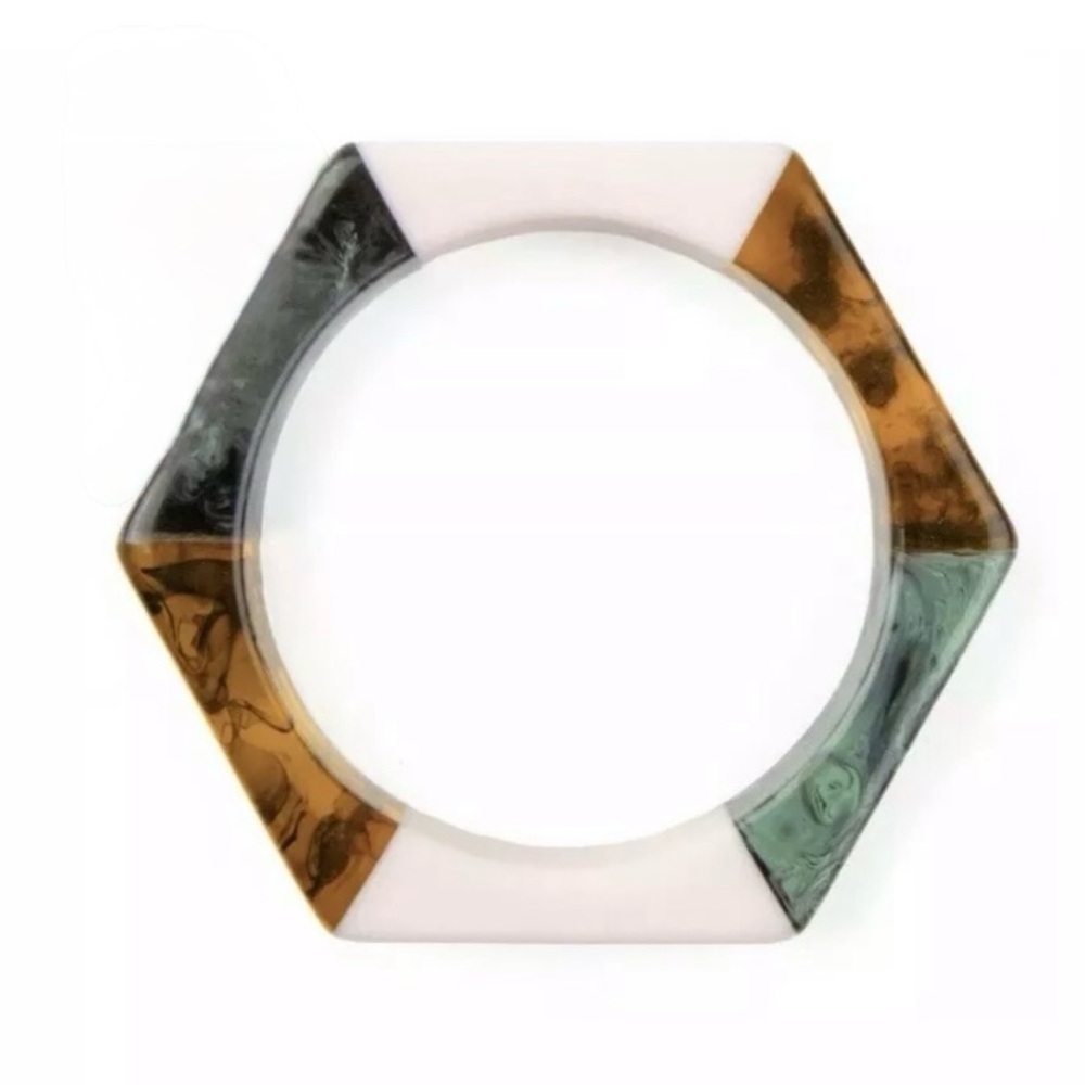 NEW Acrylic Bangle Hexagonal Multicolor Bracelet